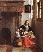 HOOCH, Pieter de Woman Peeling Apples  sg oil on canvas